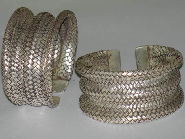Thai Karen Hill Tribe Silver Bangle Woven Bangle BG046 