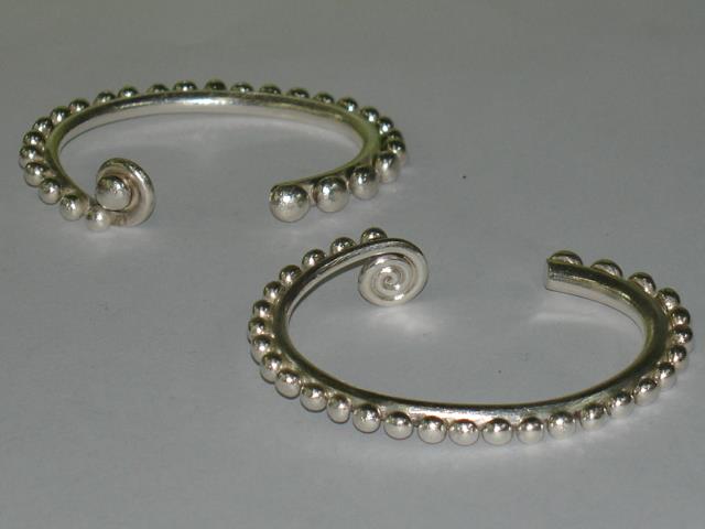 Thai Karen Hill Tribe Silver Bangle Swirl & Embossed Bangle BG076 
