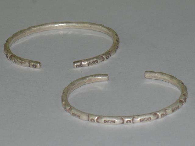 Thai Karen Hill Tribe Silver Bangle Line Printed Bangle BG101 
