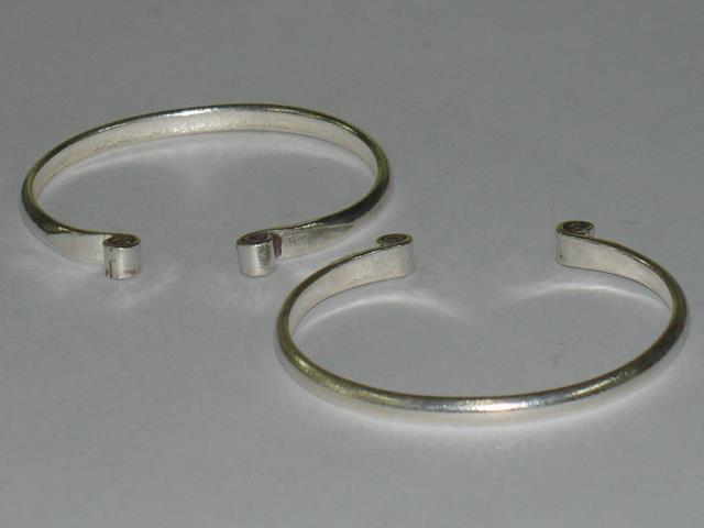 Thai Karen Hill Tribe Silver Bangle Plain & Double Swirl Bangle BG105 