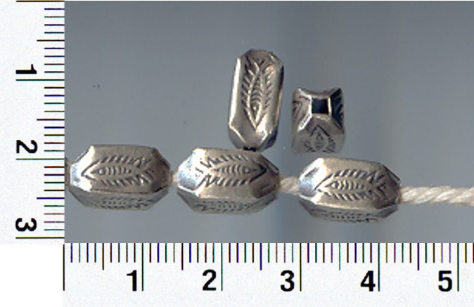 Thai Karen Hill Tribe Silver Beads Fish Printed Beads Beads BL016 (10 Beads)