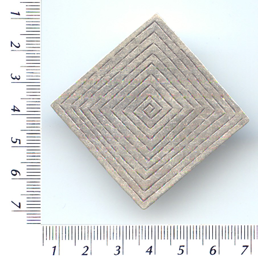 Thai Karen Hill Tribe Silver Printed Geometry Square Pendant NL041