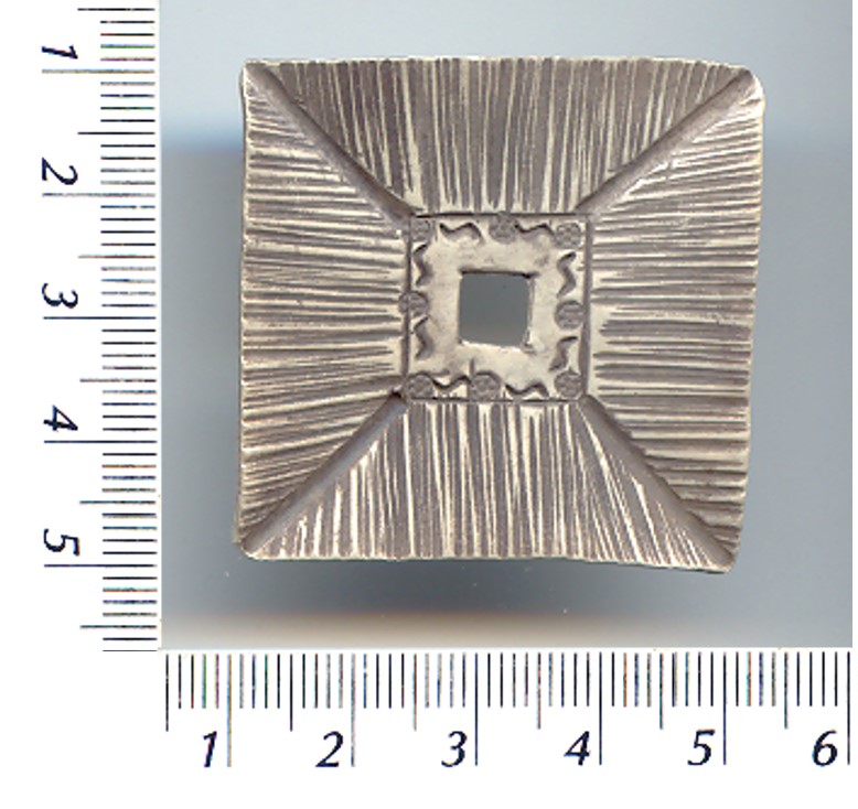 Thai Karen Hill Tribe Silver Printed Stripe Square Pendant NL043