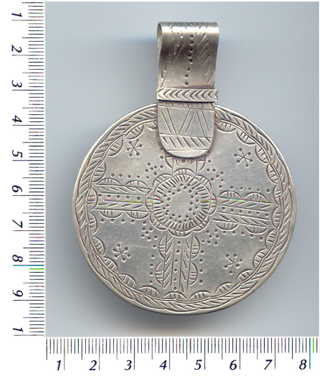 Thai Karen Hill Tribe Silver Printed Flower Pendant NL050