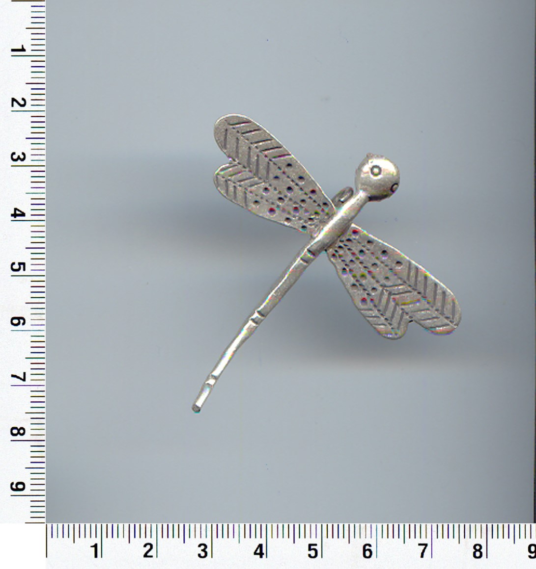 Thai Karen Hill Tribe Silver  Pit & Leaf Printed Dragonfly Pendant NL169