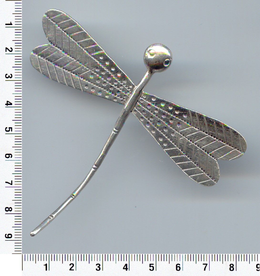 Thai Karen Hill Tribe Silver Pit & Leaf Printed Dragonfly Pendant NL170