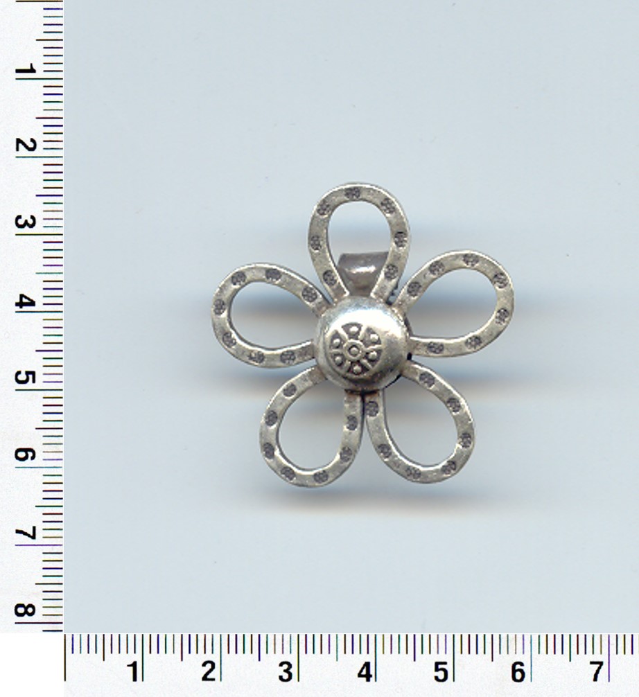 Thai Karen Hill Tribe Silver Teardrop Flower Pendant NL205