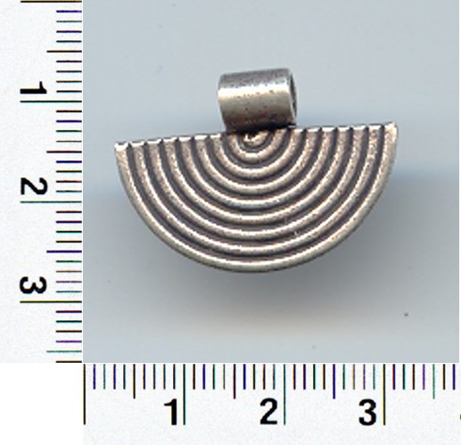 THAI KAREN HILL TRIBE SILVER PENDANTS SEMI CIRCLE WITH SWIRL PRINTED PENDANT NM003 