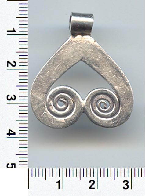 THAI KAREN HILL TRIBE SILVER PENDANTS DUO SPIRAL HEART PENDANT NM020 