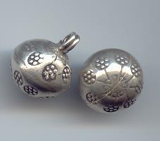 Thai Karen Hill Tribe Silver Pendants Flower Round Bell Charm NM099 