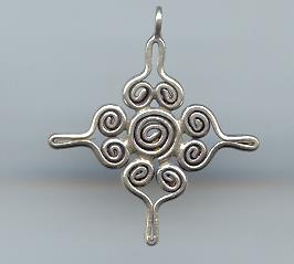 Thai Karen Hill Tribe Silver Pendants Swirl Flower Pendant NM163 