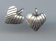 Thai Karen Hill Tribe Silver Leaf Printed Heart Pendants NS007