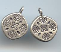 Thai Karen Hill Tribe Silver Heart Printed Disk Pendant NS085