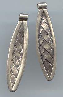 Thai Karen Hill Tribe Silver Pendants Long Oval Woven Pendant NS234