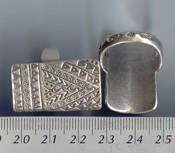 Thai Karen Hill Tribe Silver Daisy & Triangle Printed Rectangle Ring RR082 